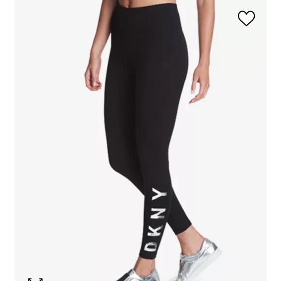 DKNY High-Rise Logo Workout Full Length Leggings Size Small NWT Activewear - Picture 3 of 10